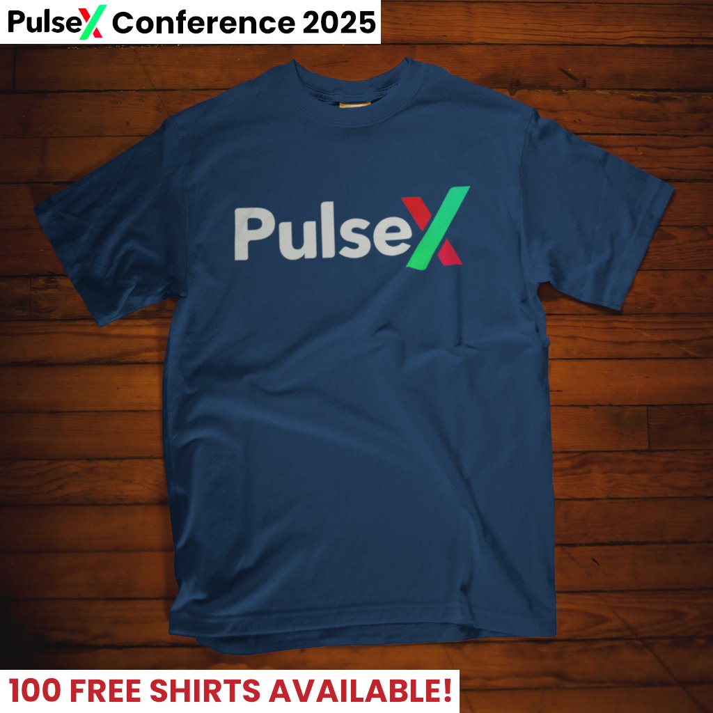 🚨Shirt Alert!🚨 Well done to <a href="/rhmaximalist/">Max</a> for putting together the first PulseX Conference. To help promote $PLSX the next 100 people to visit the link below get this shirt for FREE!
➡️ pulsicanstore.com/products/plsxts

Offer ends midnight PST or when all 100 are gone🔥🚀
HEX PulseChain