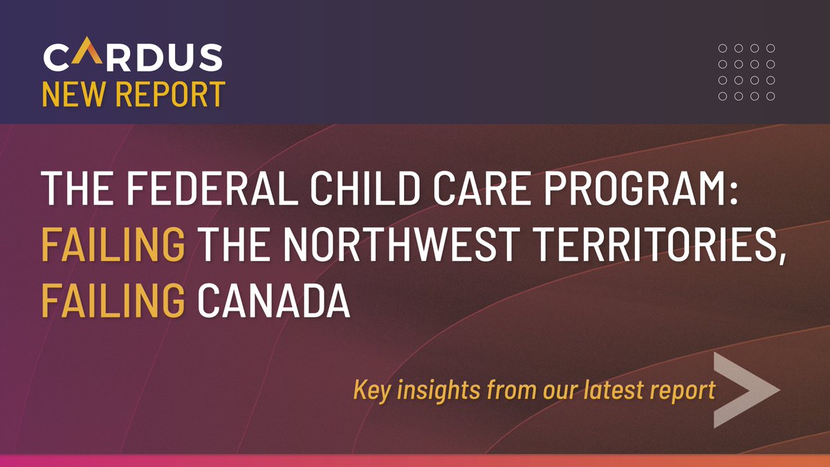 cardusca's tweet image. ❌ Fewer childcare spaces
❌ Fewer communities offering no-fee childcare
These are the disappointing results revealed in a new Cardus report analyzing data on the second year of the Northwest Territories' child care funding agreement with the federal government. The federal…