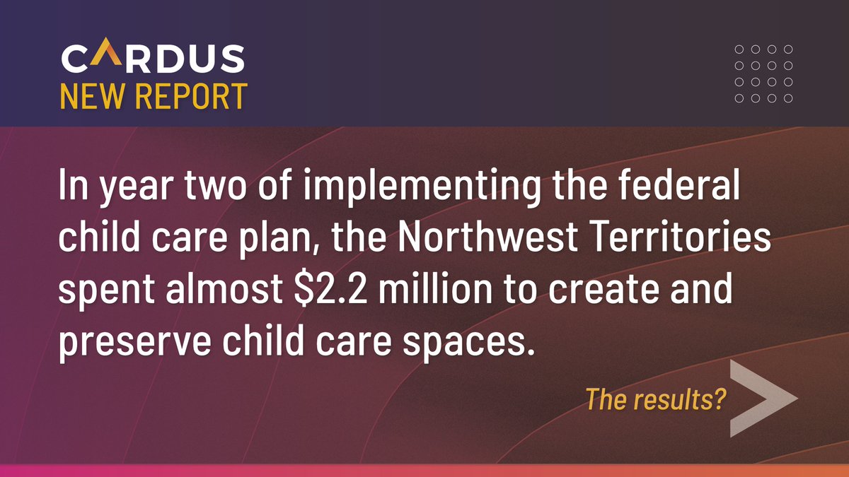 cardusca's tweet image. ❌ Fewer childcare spaces
❌ Fewer communities offering no-fee childcare
These are the disappointing results revealed in a new Cardus report analyzing data on the second year of the Northwest Territories' child care funding agreement with the federal government. The federal…