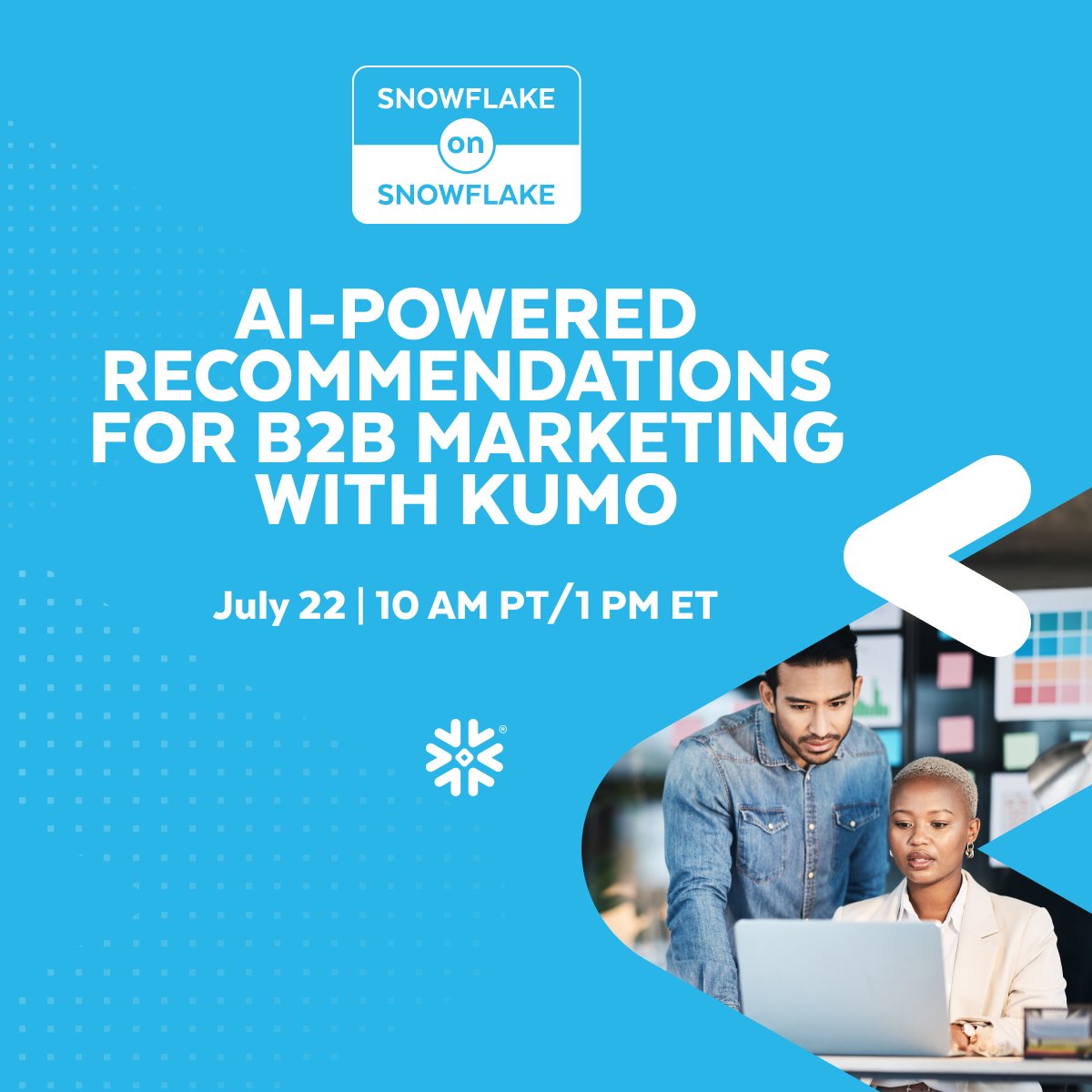 Kumo_ai_team's tweet image. Join Snowflake on July 22 at 10 AM PT for a “Snowflake on Snowflake” session on AI-powered B2B marketing. Learn how the team used Kumo’s Snowflake Native App to recommend the next best use case for each account.
Register: bit.ly/3ZW0v4Q