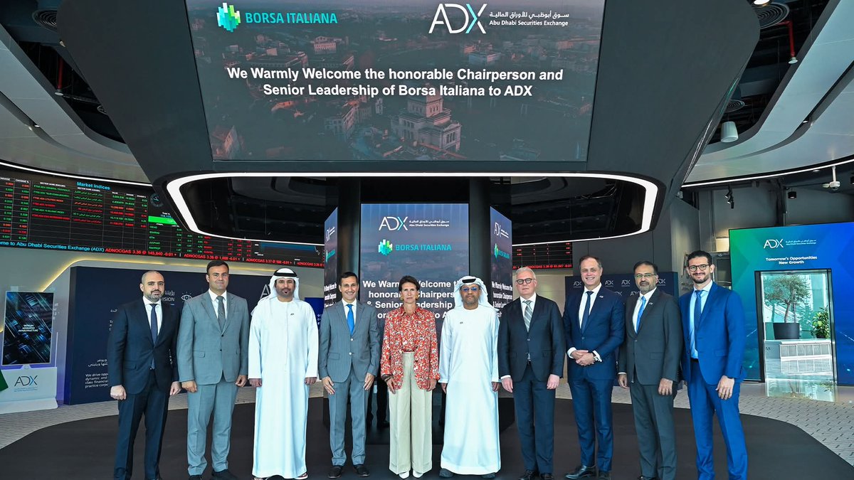 سوق أبوظبي للأوراق المالية (@adx_ae) on Twitter photo Another insightful day at Abu Dhabi Securities Exchange (#ADX) as we hosted Ms Claudia Parzani, Chairperson and Mr Fabrizio Testa, CEO & General Manager of Borsa Italiana, and the ADIO team at our headquarters.
ADX had the opportunity to share its capital market developments and Another insightful day at Abu Dhabi Securities Exchange (#ADX) as we hosted Ms Claudia Parzani, Chairperson and Mr Fabrizio Testa, CEO & General Manager of Borsa Italiana, and the ADIO team at our headquarters.
ADX had the opportunity to share its capital market developments and