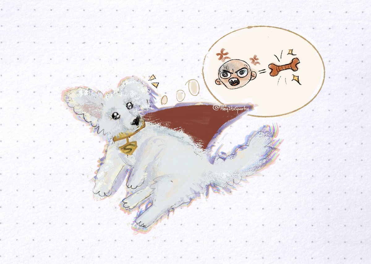 HeyItsSparky's tweet image. krypto knows a good chew toy when he sees one 💛
#Superman #Supermanmovie