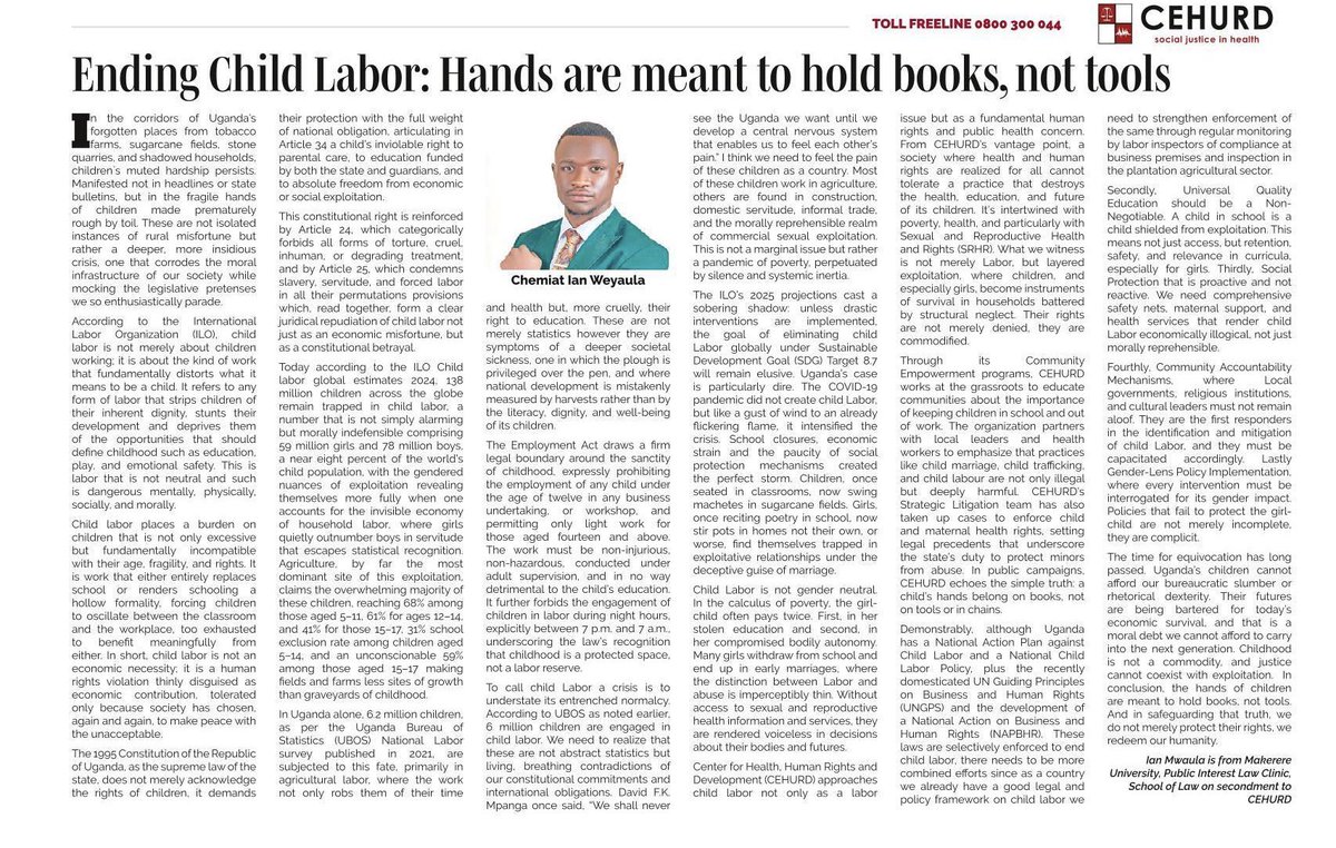 Ending Child Labor: Hands are meant to hold books, not tools

No child should be forced to choose between work and education. This article makes a strong case for urgent enforcement, accountability, and a national commitment to protect children from economic exploitation.

~