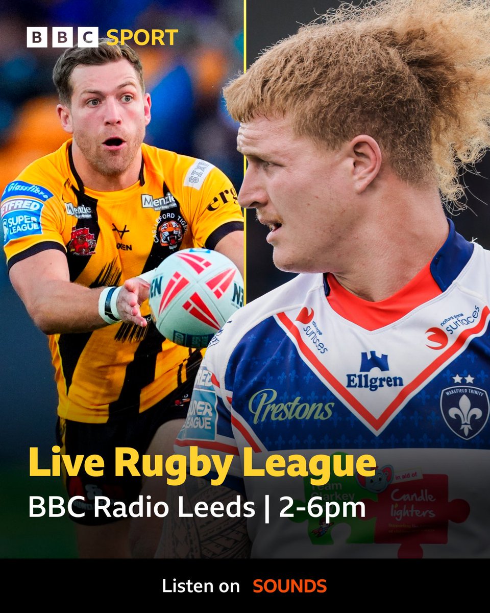 BBC Sport West Yorkshire (@bbcwys) on Twitter photo 🎙 An afternoon of live Rugby League action and reaction featuring..
🏉 <a href="/CTRLFC/">Castleford Tigers</a> V Warrington commentary
🏉 <a href="/BatleyRLFC/">Batley Bulldogs RLFC</a> V <a href="/HalifaxPanthers/">Halifax Panthers 🐾</a> updates
⚜️ Full-time guest is <a href="/WTrinityRL/">Wakefield Trinity</a> star Caius Faatili
🕑 2-6pm
📻 <a href="/BBCLeeds/">BBC Leeds</a>
📡 92.4FM | DAB | Online
🌍 bbc.in/3bSj5jt 🎙 An afternoon of live Rugby League action and reaction featuring..
🏉 <a href="/CTRLFC/">Castleford Tigers</a> V Warrington commentary
🏉 <a href="/BatleyRLFC/">Batley Bulldogs RLFC</a> V <a href="/HalifaxPanthers/">Halifax Panthers 🐾</a> updates
⚜️ Full-time guest is <a href="/WTrinityRL/">Wakefield Trinity</a> star Caius Faatili
🕑 2-6pm
📻 <a href="/BBCLeeds/">BBC Leeds</a>
📡 92.4FM | DAB | Online
🌍 bbc.in/3bSj5jt