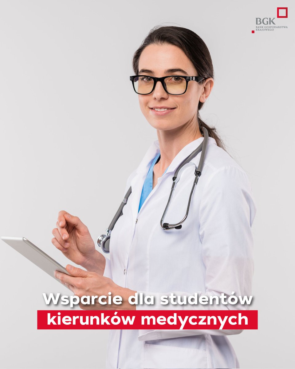 BGK_pl's tweet image. Przypominamy, że studenci płatnych kierunków lekarskich mogą ubiegać się o preferencyjny kredyt na opłacenie studiów.
Spłata jest odroczona i zaczyna się dopiero 12 lat po zakończeniu nauki, a w niektórych przypadkach program zakłada możliwość umorzenia 100 proc. zobowiązania.…