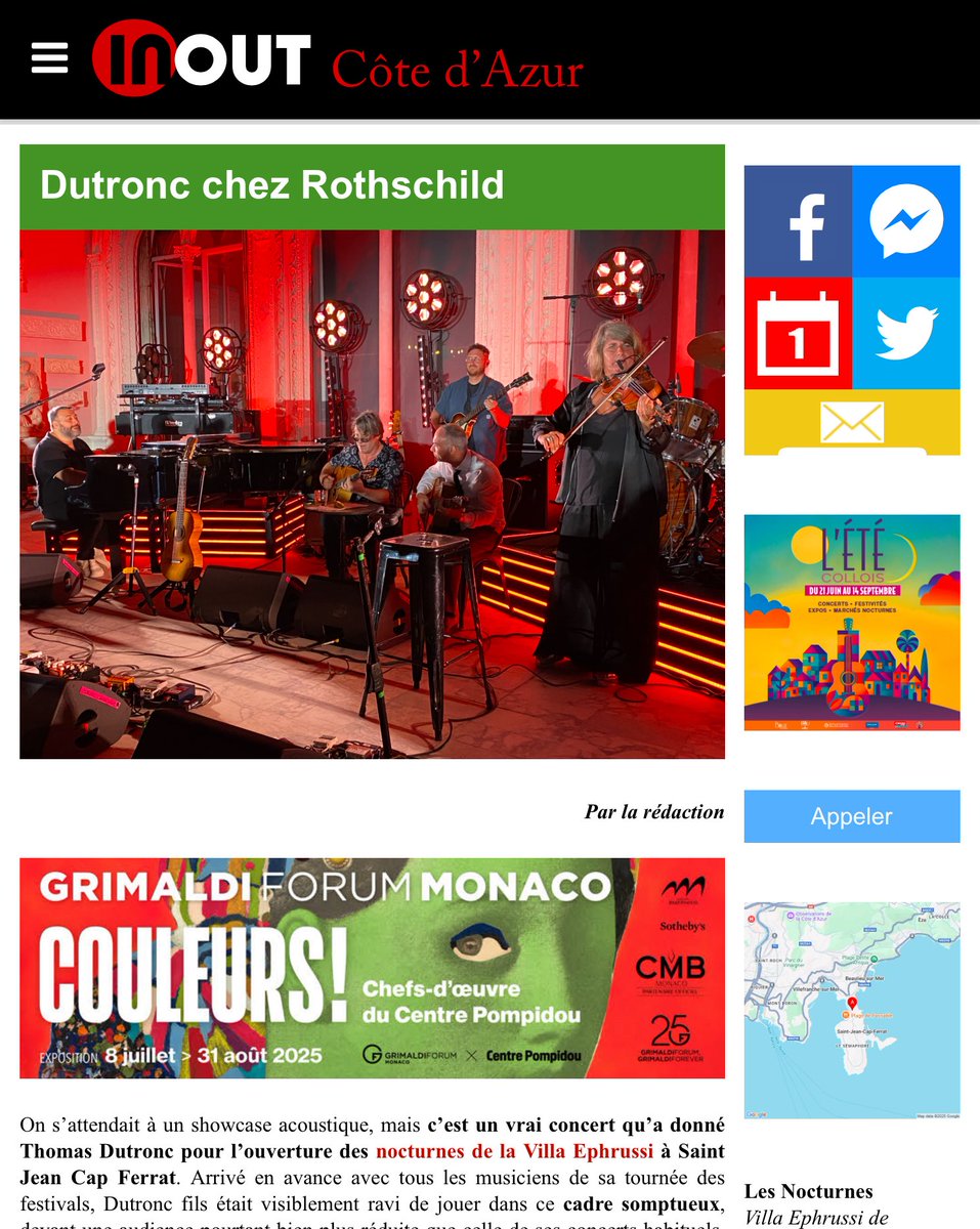 ICotedazur's tweet image. On était au concert de #ThomasDutronc à la Villa Ephrussi à St Jean Cap Ferrat et on n’a pas regretté. Lire le compte rendu sur  inout-cotedazur.com/2025/07/15/dut…