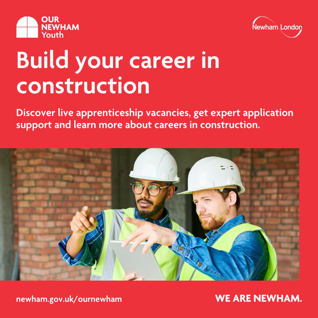 📢 1 WEEK TO GO: Join us for expert advice &amp; support to build your career in construction!

Register now ⬇️
newham.gov.uk/OurNewhamconst…

#Apprenticeship #ConstructionCareers
