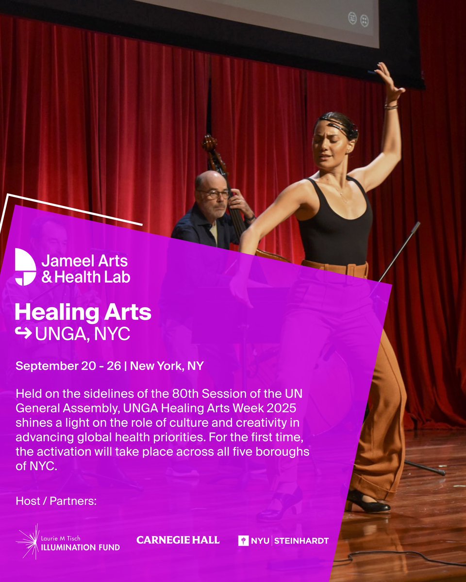 j_artshealthlab's tweet photo. 1) The Season for Arts &amp; Health – NY/NJ 🎨 

From Sep-Nov 2025, New York and New Jersey come alive with the Season for Arts &amp; Health - a celebration of the arts’ power to boost health, wellbeing, and community connection.

Three landmark events. 
One transformative season. https://t.co/qmoHSOJkTN