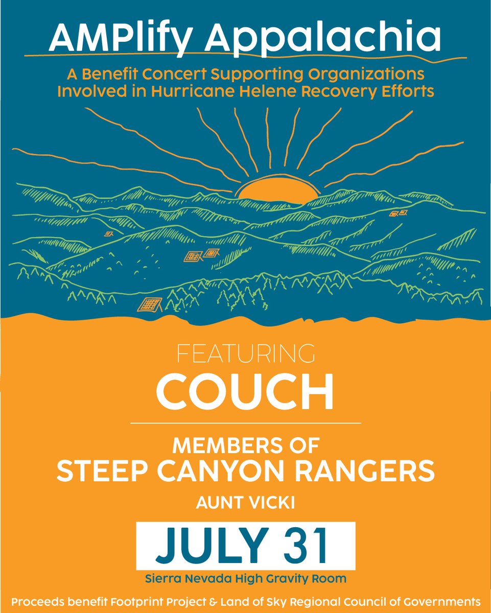 The countdown is on: Only TWO WEEKS left until our AMPlify Appalachia concert benefitting western North Carolina recovery and resilience! Join us at Sierra Nevada Mills River on July 31 and rock out for a great cause. Tickets on sale now: eventbrite.com/e/amplify-appa…