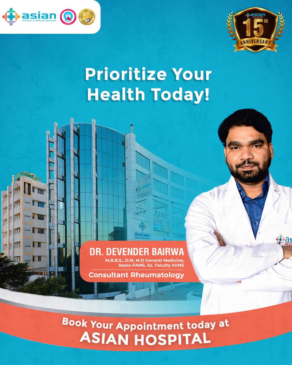 Lupus goes beyond just joint pain.
It can silently affect your kidneys, heart, skin, and more.
But with the right care at the right time, it’s manageable.

✨ Know the signs.
👨‍⚕️ Meet our expert – Dr. Devender Bairwa
🏥 Asian Hospital, Faridabad

#LupusAwareness #AutoimmuneDisease