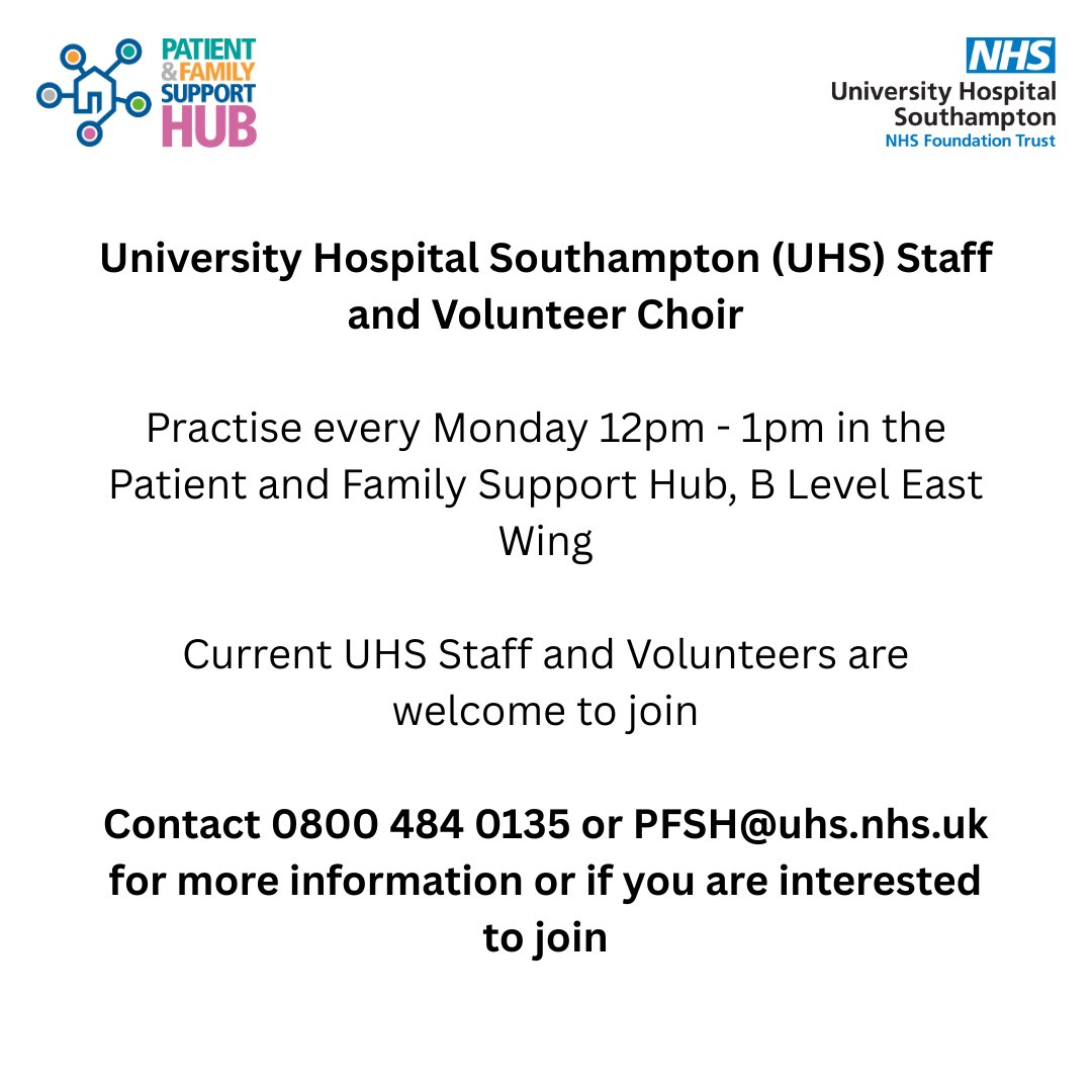 UHS_SupportHub's tweet image. We had such a joyous afternoon in the Hub yesterday thanks to our amazing staff and volunteer choir! The patients really enjoyed singing along and having some time off of the wards. If you are interested to join the staff and volunteer choir, please see details below👇♥