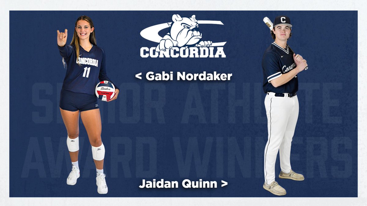 We are pleased to announce our 2024-25 <a href="/cunebulldogs/">Concordia Bulldogs</a> Senior Athletes of the Year! The honor recognizes top senior athletes who represent athletic excellence and Christian character.

🏐 <a href="/gabi_nordaker/">Gabi</a>, <a href="/cunevolleyball/">Concordia Bulldogs Volleyball</a> 
⚾ <a href="/jaidan_quinn/">Jaidan Quinn</a>, <a href="/cunebaseball/">Bulldog Baseball</a> 

🔗 cune.edu/athletics/news…