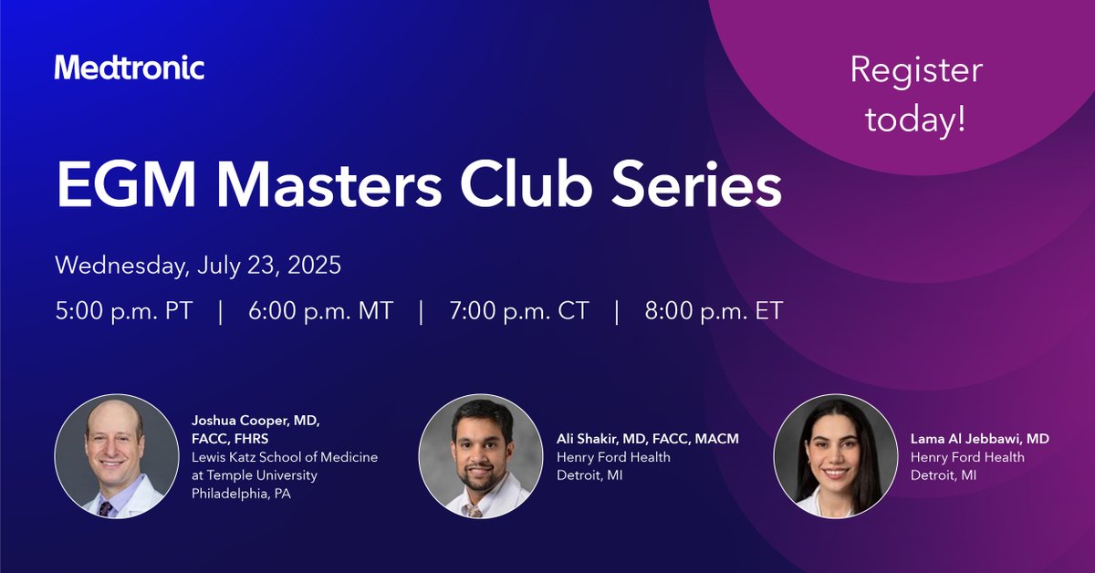 Explore an arrhythmia case study from diagnosis to treatment during our next EGM Masters Club with Drs. Joshua Cooper, Ali Shakir, and Lama Al Jebbawi #Epeeps #Medtronic #Afib #Electrophysiology

Register here: bit.ly/4dKRhwf