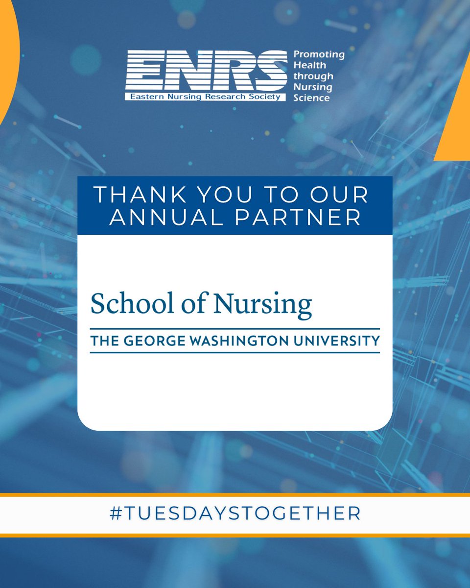 ENRS_Science's tweet image. #TuesdaysTogether - Thank you to our Annual Partner, George Washington University School of Nursing for coming together to support #ENRS.

Learn more about PARTNER here 👉 nursing.gwu.edu
