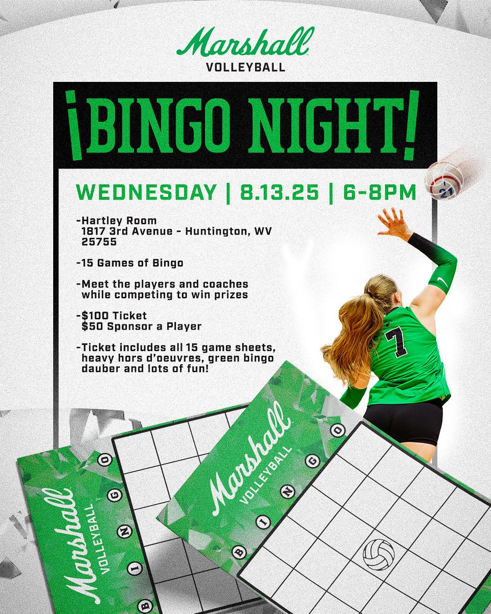 HerdVolleyball's tweet image. Bingo Night with The Herd! Join us for a fun night of friendly competition! 🤘🦬
🔗: bit.ly/45bvI4b
#TheHardWay