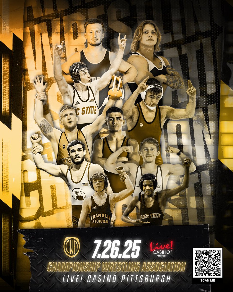 CWAWrestle's tweet image. 🤼Next weekend! 🤼
CWA Showcase IV
Saturday, July 26th @livecasinoPGH
🚪 open: 5:30pm
🤼 starts: 7pm
#FolkstyleGonePro