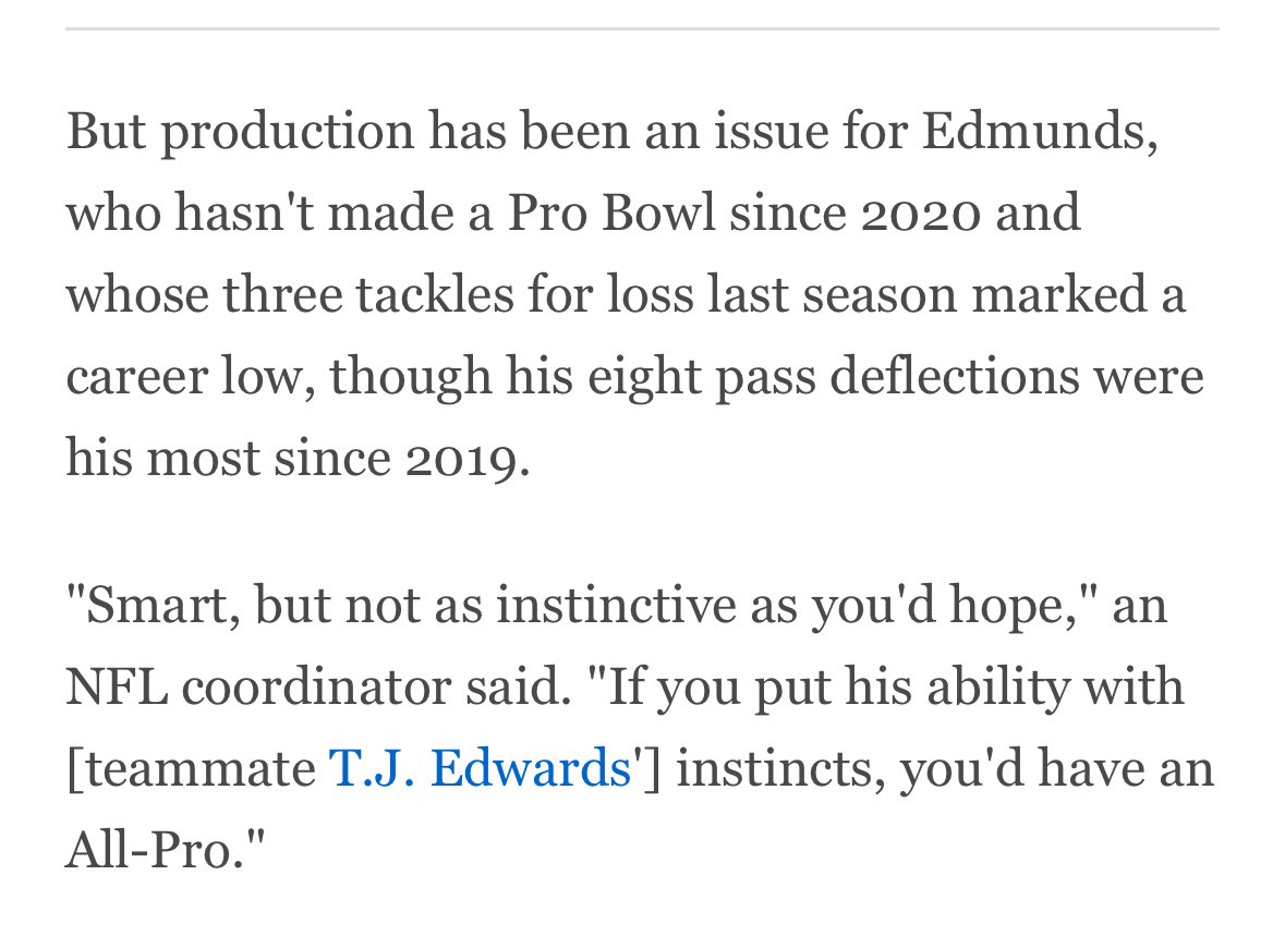 CNN_90's tweet image. He’s probably the biggest returning question outside of Tyrique that I want to see answered with Dennis Allen.
Edmunds dont make enough plays that “pop” for me