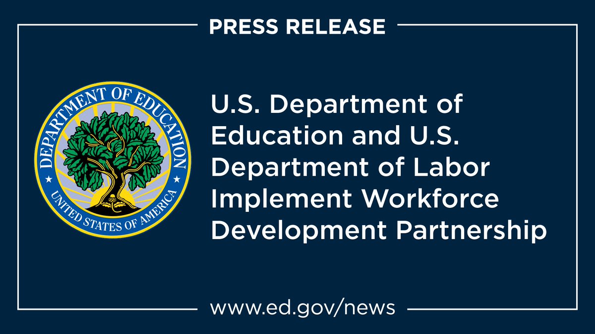 U.S. Department of Education (@usedgov) on Twitter photo As part of the efforts to streamline the Department of Education, ED & <a href="/USDOL/">U.S. Department of Labor</a> are implementing their workforce development partnership to create an integrated federal system for adult education, family literacy, and career & technical education programs. ed.gov/about/news/pre… As part of the efforts to streamline the Department of Education, ED & <a href="/USDOL/">U.S. Department of Labor</a> are implementing their workforce development partnership to create an integrated federal system for adult education, family literacy, and career & technical education programs. ed.gov/about/news/pre…