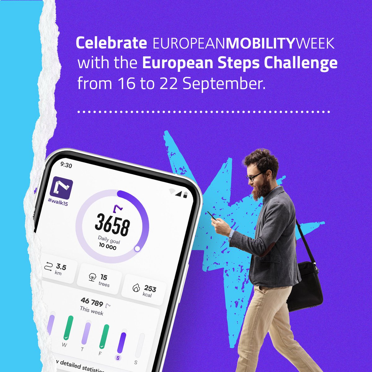 EITUrbanMob's tweet image. 👣 Every step counts, for your health & YOUR CITY!
Join the #EuropeanMobilityWeek Steps Challenge from 16–22 Sept and help your city win 💪
📲 Download @walk15_app
🎯 Tap “Challenges”
🔍 Search “European Mobility Week”
🏙️ Choose your city & walk!
👉 walk15.app/challenge/38278