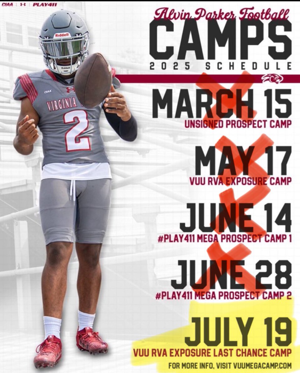 DLCoachBrown's tweet image. Final Camp Alert 🚨
RVA Exposure Last Chance Camp July 19th🚨
Register 👉vuumegacamp.com