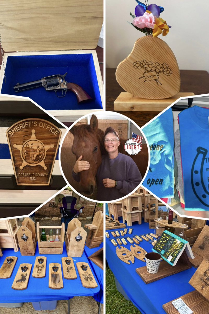 BForLiberty's tweet image. 🚨 PATRIOTS! 🇺🇸 Meet Susanne Wright of Wright Crafty in Monroe, NC! 💪 Stunning woodcrafts, engravings, mugs, &amp;amp; tees. Support this hero! 

📞 803-627-0736 
📧 southernwindsfarm7325@gmail.com 📱 FB: Wright Craftys #SupportSmallBusiness #PatriotPride