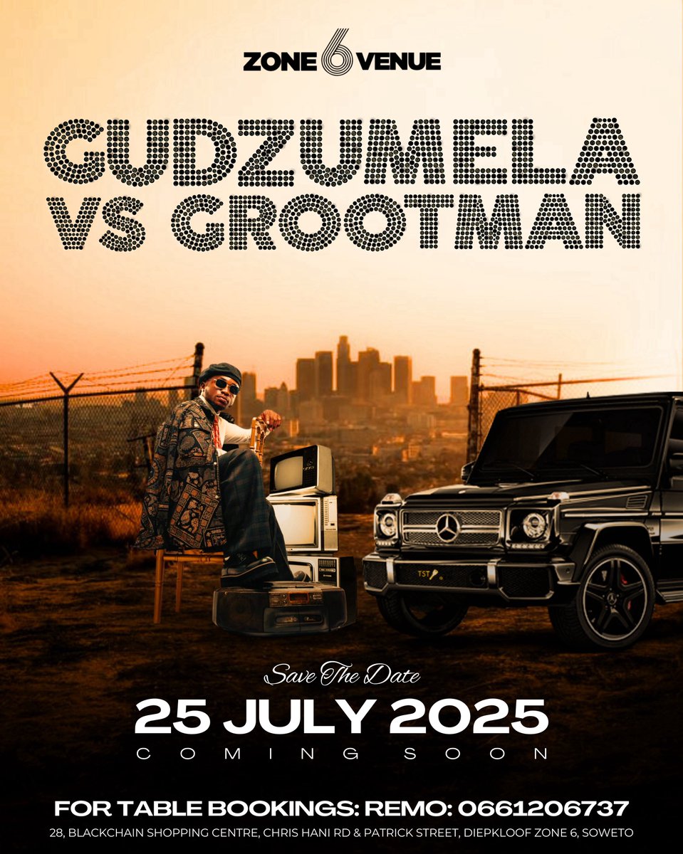 Zone6Venue's tweet image. 😮‍💨Yhuu, GUDZUMELA VS GROOTMAN 🔥Ma Hurry up Save the Date: 25 JULY 2025 📅
Table Bookings: REMO 0661206737 📞
28, Blackchain Shopping Centre, Chris Hani Rd &amp;amp; Patrick Street, Diepkloof Zone 6, Soweto 📍
Who’s taking the babies?? 💥 #GUDZUMELAVSGROOTMAN #SowetoEvent #TableBookings…