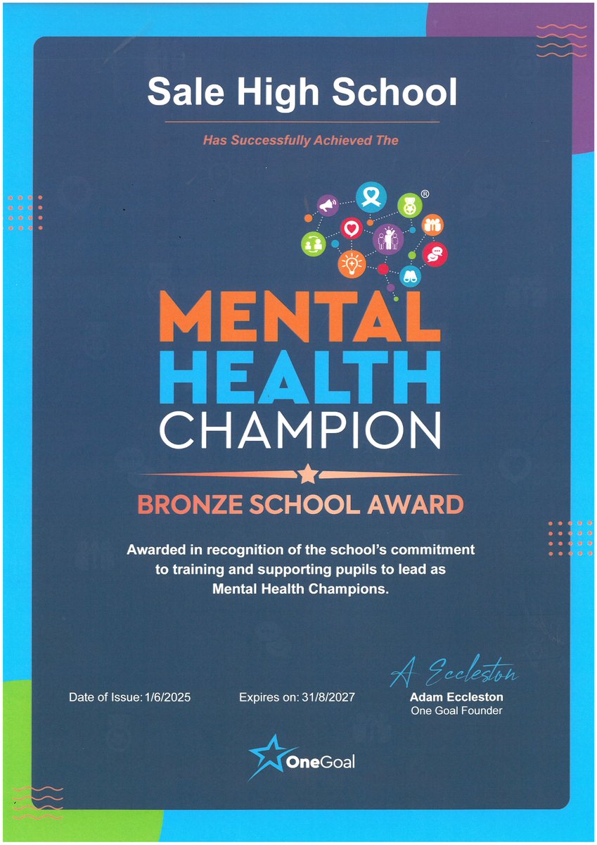 We're proud to announce that we have received our Mental Health Champion, Bronze School Award! The award is in recognition of our school's commitment to training and supporting students to lead as Mental Health Champions!🥉🤩