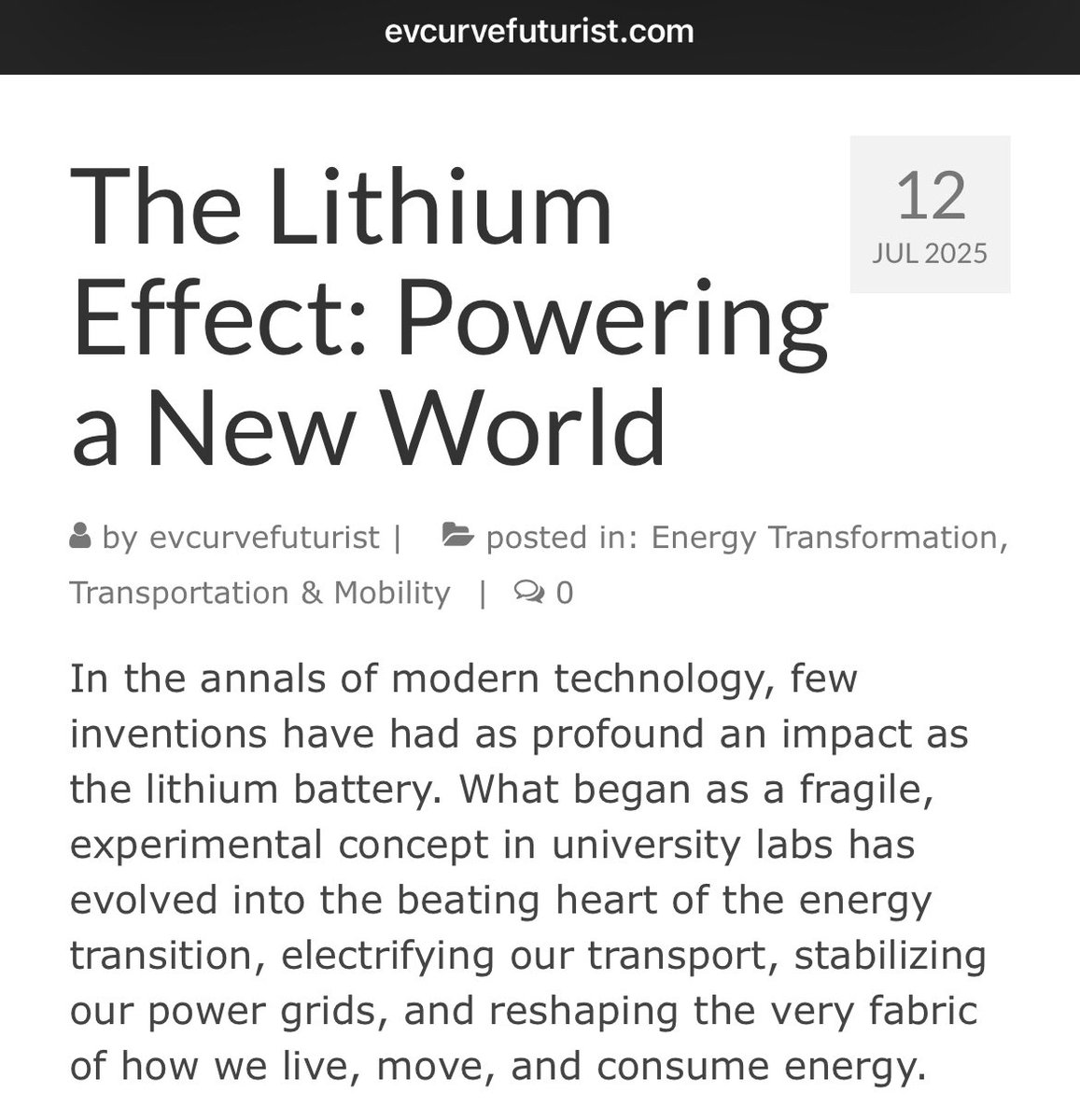 A MUST READ 👉The Lithium Effect: ‘Powering a New World’
 by #evcurvefuturist 👏

evcurvefuturist.com/2025/07/the-li…

#Lithium Boom &amp; Bust life cycles:
👇
2010-2018 EV Catalyst
2017 - 📈
2019 - Forgotten Crash
2021-22 - Supercycle Peak
2023-25 - Great Hangover
2025-30 - 🌊
Position Now 😉