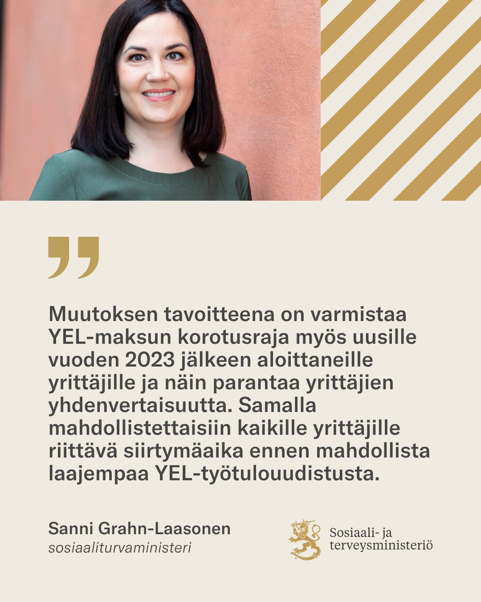STM pyytää lausuntoja muutoksista yrittäjän eläkelain (YEL) työtulon tarkistamiseen sekä kriisinhallintatehtäviin osallistuneen psyykkisen tuen tai hoidon aikarajaan.

Ehdotetut muutokset ovat lausunnolla 14.8.2025 asti.

stm.fi/-/lausuntopyyn…