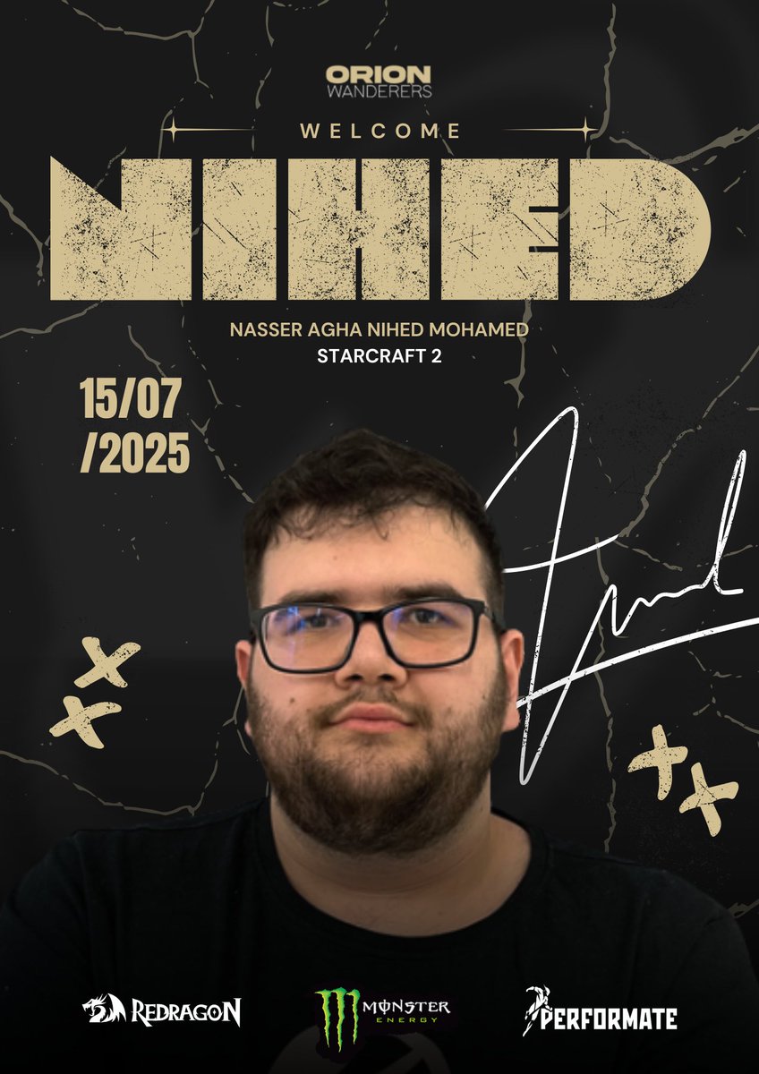 OrionWanderers's tweet image. We don’t just scout players.
We build champions.
Welcome to Orion, @NasserNihed 🛡️
Let the domination begin. ⚔️
#OrionWanderers #StarCraft2 #SC2 #Esports