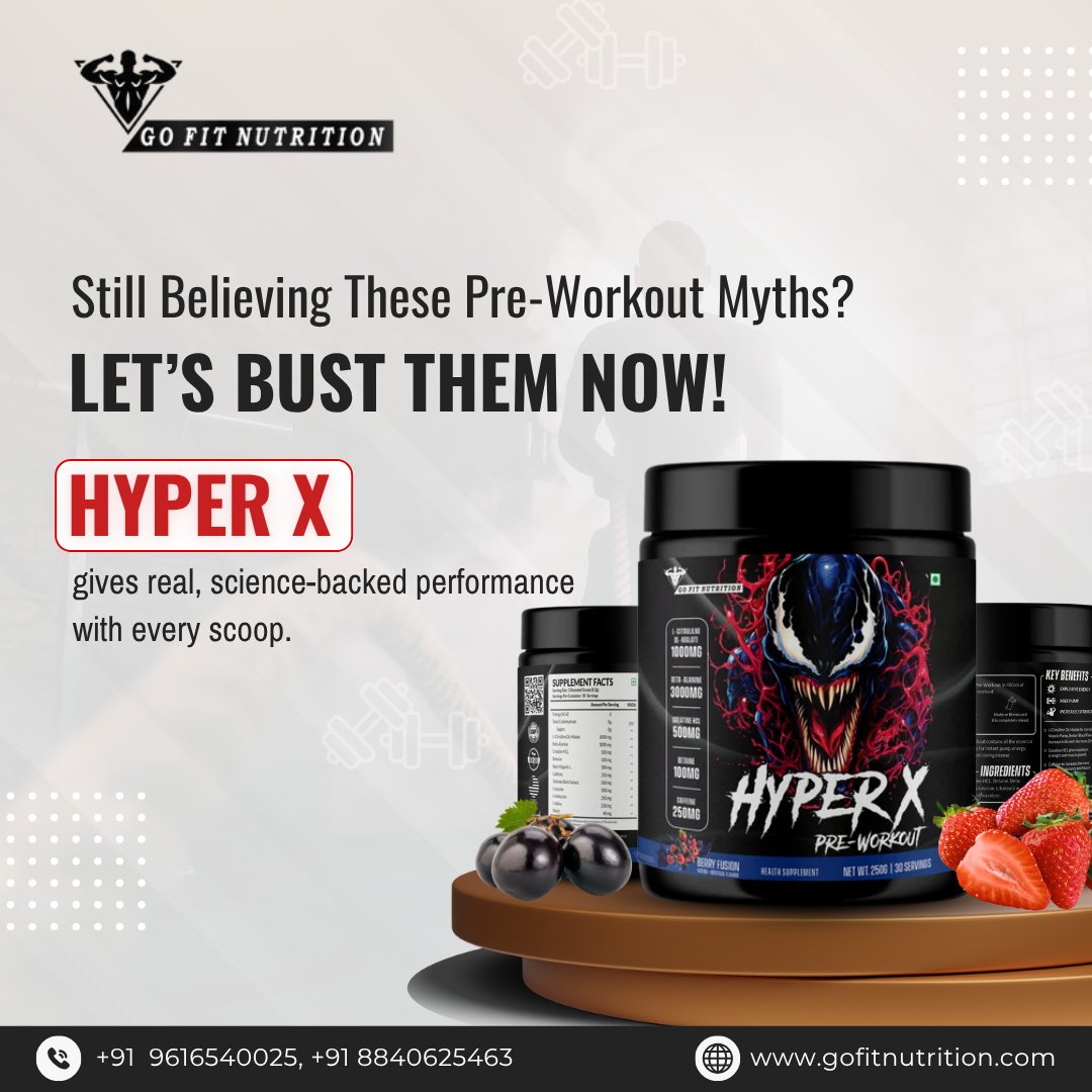GoFitNutri1290's tweet image. Stop wasting time on weak workouts and false fitness tips.

Hyper X suits all fitness levels, from beginners to pros. It has 500mg of Yohimbe Bark Extract to boost metabolism. 

🌐 Shop Now: gofitnutrition.com

#HyperXPreWorkout #FitnessMythsBusted #GainMass #GoFitNutritio