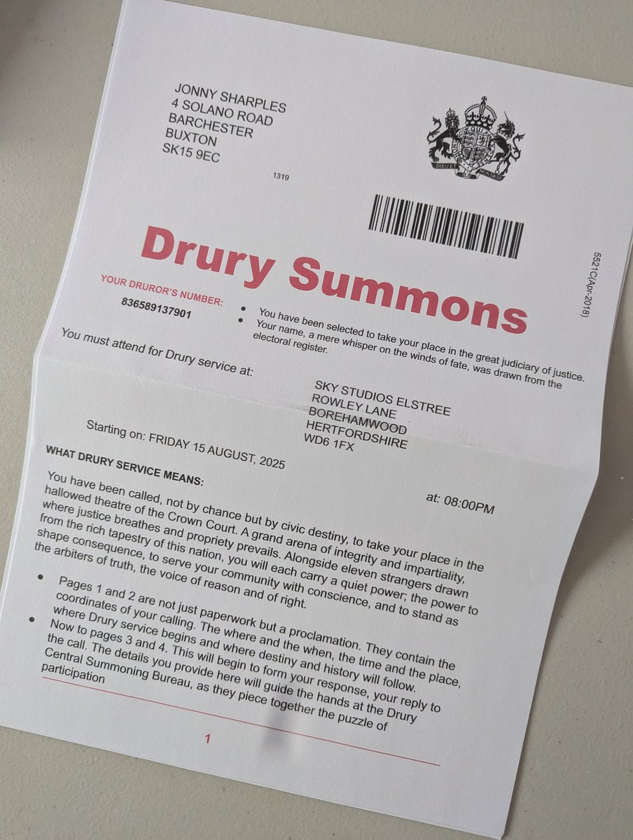 JonnyGabriel's tweet image. Looks like I've been called up for Drury service.