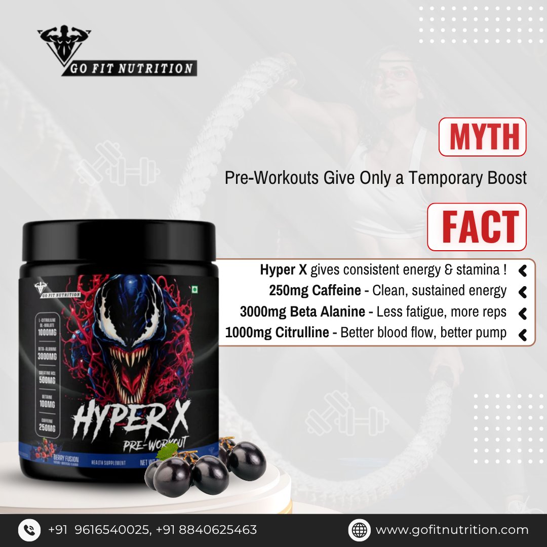 GoFitNutri1290's tweet image. Stop wasting time on weak workouts and false fitness tips.

Hyper X suits all fitness levels, from beginners to pros. It has 500mg of Yohimbe Bark Extract to boost metabolism. 

🌐 Shop Now: gofitnutrition.com

#HyperXPreWorkout #FitnessMythsBusted #GainMass #GoFitNutritio