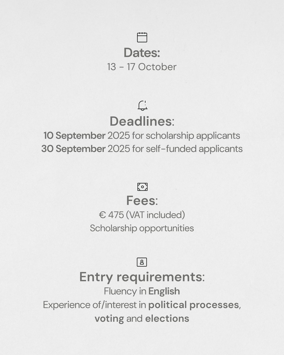 gchumanrights's tweet image. The International Electoral Observers Course employs a multi-disciplinary approach, combining asynchronous and synchronous methodologies to deliver a dynamic and interactive learning experience.
Apply now: gchumanrights.org/training-and-c…
📅 Course dates: 13 – 17 October 2025 with daily…