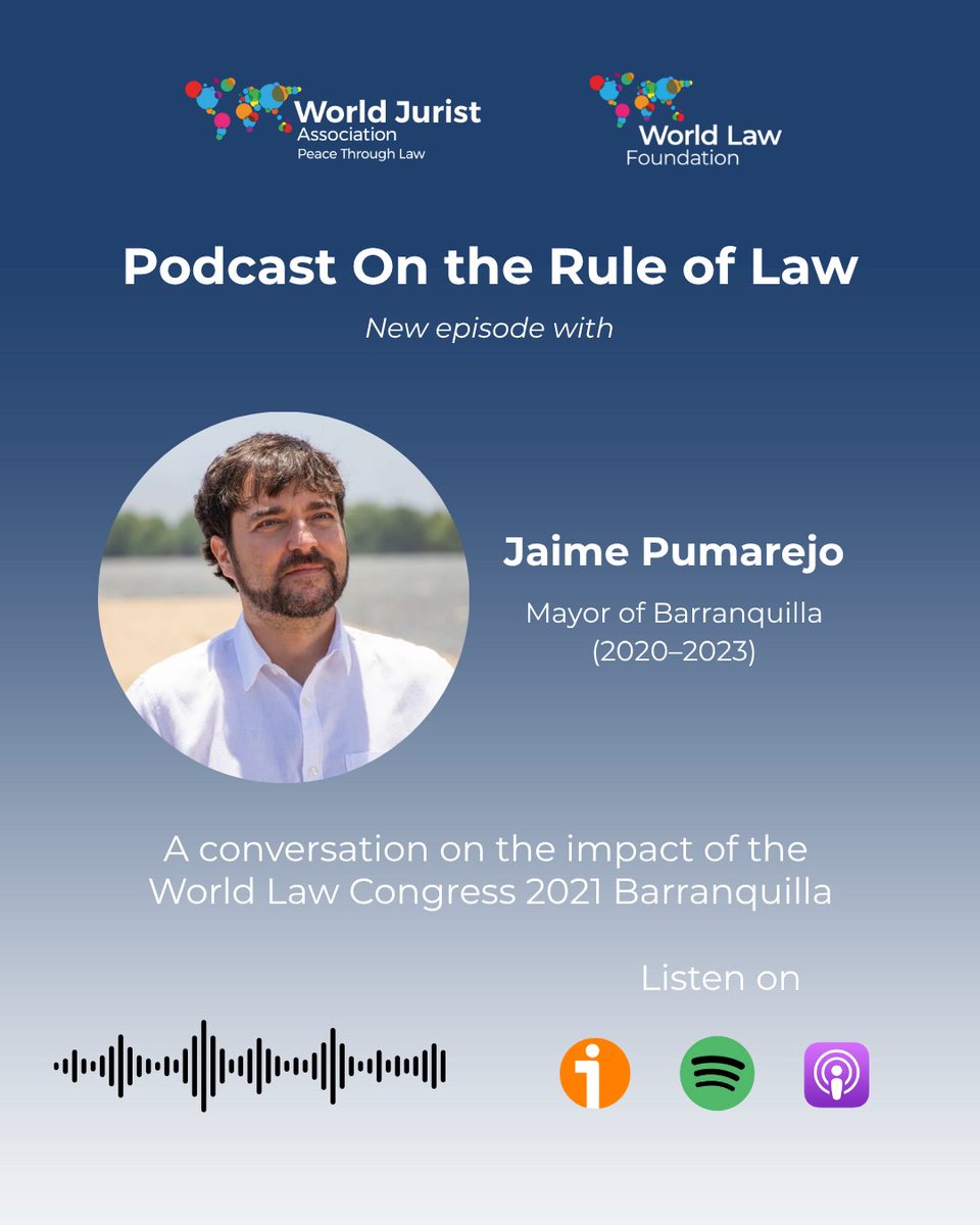 World Jurist Association (@worldjurist) on Twitter photo New episode of On the Rule of Law
<a href="/jaimepumarejo/">Jaime Pumarejo</a>, Mayor of Barranquilla talks with <a href="/diegosolana/">diego solana</a>, WJA International Advisor about how #WorldLawCongress 2021 transformed the city.
Spotify open.spotify.com/episode/4KmqRw…
iVoox go.ivoox.com/rf/153010318
Apple Podcasts podcasts.apple.com/es/podcast/jai… New episode of On the Rule of Law
<a href="/jaimepumarejo/">Jaime Pumarejo</a>, Mayor of Barranquilla talks with <a href="/diegosolana/">diego solana</a>, WJA International Advisor about how #WorldLawCongress 2021 transformed the city.
Spotify open.spotify.com/episode/4KmqRw…
iVoox go.ivoox.com/rf/153010318
Apple Podcasts podcasts.apple.com/es/podcast/jai…