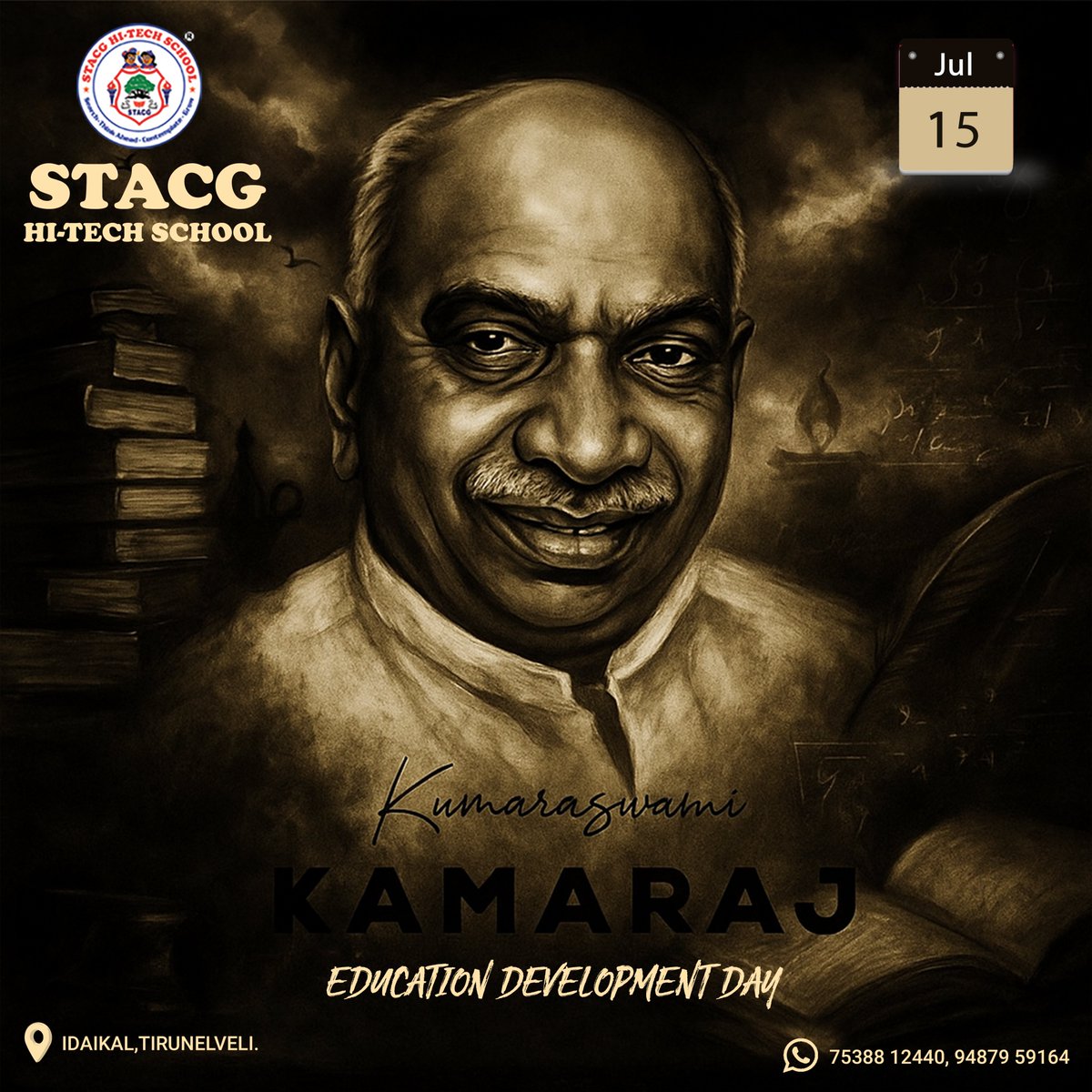 STACG_School's tweet photo. "Kamarajar’s dream was every child in school – Let’s build a brighter future through education!" https://t.co/uedLm3YgwZ