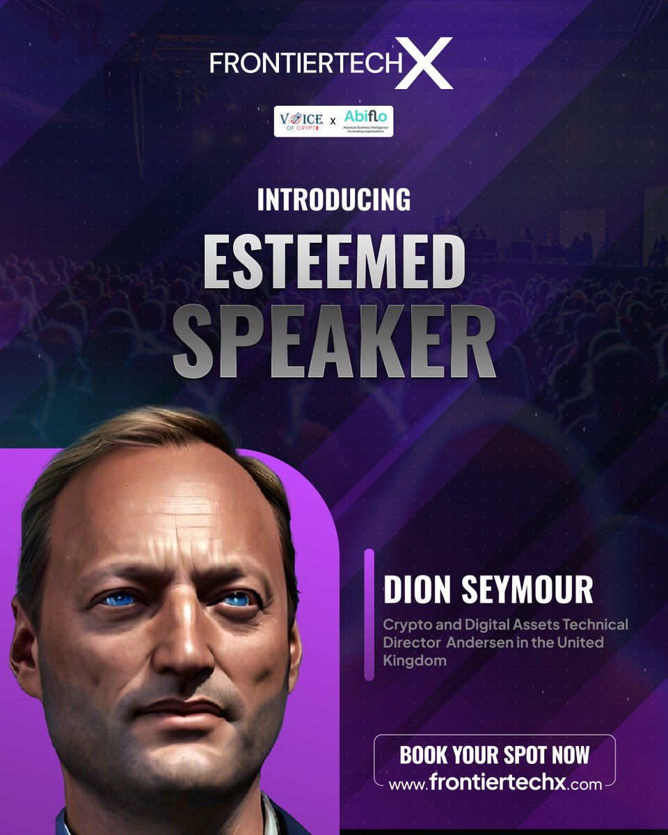 Donbit (@donbit_) on Twitter photo At the intersection of crypto, compliance & innovation
Dion Seymour, #Crypto and Digital Assets Technical Director at <a href="/AndersenUK/">Andersen in The United Kingdom</a> , is joining the speaker lineup at #FrontiertechX London 2025!
🔗 Save your seat: frontiertechx.com At the intersection of crypto, compliance & innovation
Dion Seymour, #Crypto and Digital Assets Technical Director at <a href="/AndersenUK/">Andersen in The United Kingdom</a> , is joining the speaker lineup at #FrontiertechX London 2025!
🔗 Save your seat: frontiertechx.com