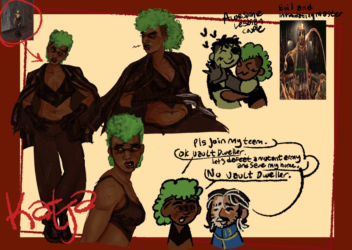 Still working on her design this is rlly rough . but I have an image in my brain for all the original fallout companions. Here is my Katja! #fallout
