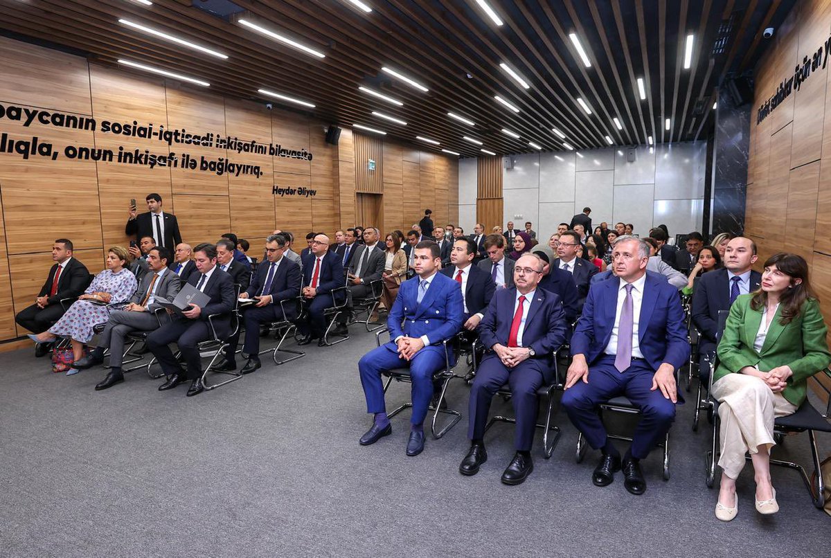 COP29_AZ's tweet photo. Mr. Yalchin Rafiyev, COP29 Lead Negotiator and Deputy Minister of Foreign Affairs of Azerbaijan, addressed a special event hosted by KOBIA in its HQs for the heads of diplomatic missions in Azerbaijan to promote the endorsement of the Declaration on the Baku Climate Coalition for SMEs’ Green Transition. In his remarks, Deputy Minister highlighted the significance of SMEs in advancing sustainable consumption practices and contributing meaningfully to climate resilience. Mr. Rafiyev also recalled the BICFIT initiative of COP29 Presidency as a platform that plays a vital role in addressing barriers to finance, technology and knowledge for SMEs, empowering them to take a lead in green innovation and inclusive net-zero transitions.

#COP29