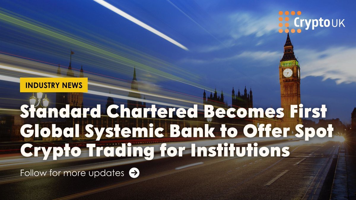 CryptoUKAssoc's tweet image. Standard Chartered has launched a fully integrated digital assets trading service for institutional clients, offering spot trading for Bitcoin (XBT/USD) and Ether (XET/USD) through its UK branch.
This makes @StanChart the first global systemically important bank to offer…