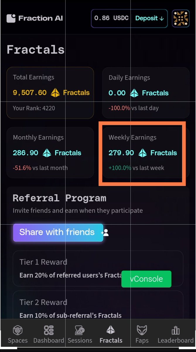 I started with $2 yesterday and was left with $0.86

I'd say that I earned 279 fractals with $1.14

Though my prompts aren't too strong enough 

If I should improve the prompt the $0.86 would still earn me enough fractals. 

What do you think?

Keep the $FAPS active
