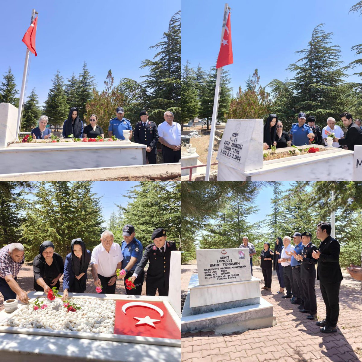 Vali yardımcısı/Kaymakam Vekili Sn. Kübra Karaalioğlu, İlçe Belediye Başkanı Sn. Ali Kaim ve ilçe protokol üyeleri ile birlikte;  Şehit J.Uzm.Çvş. Emre TÜRKMEN ve P.Er Zafer AKPINARLI’nın kabirlerine ziyarette bulundular.

🇹🇷🇹🇷

#Hacıbektaş
#15Temmuz