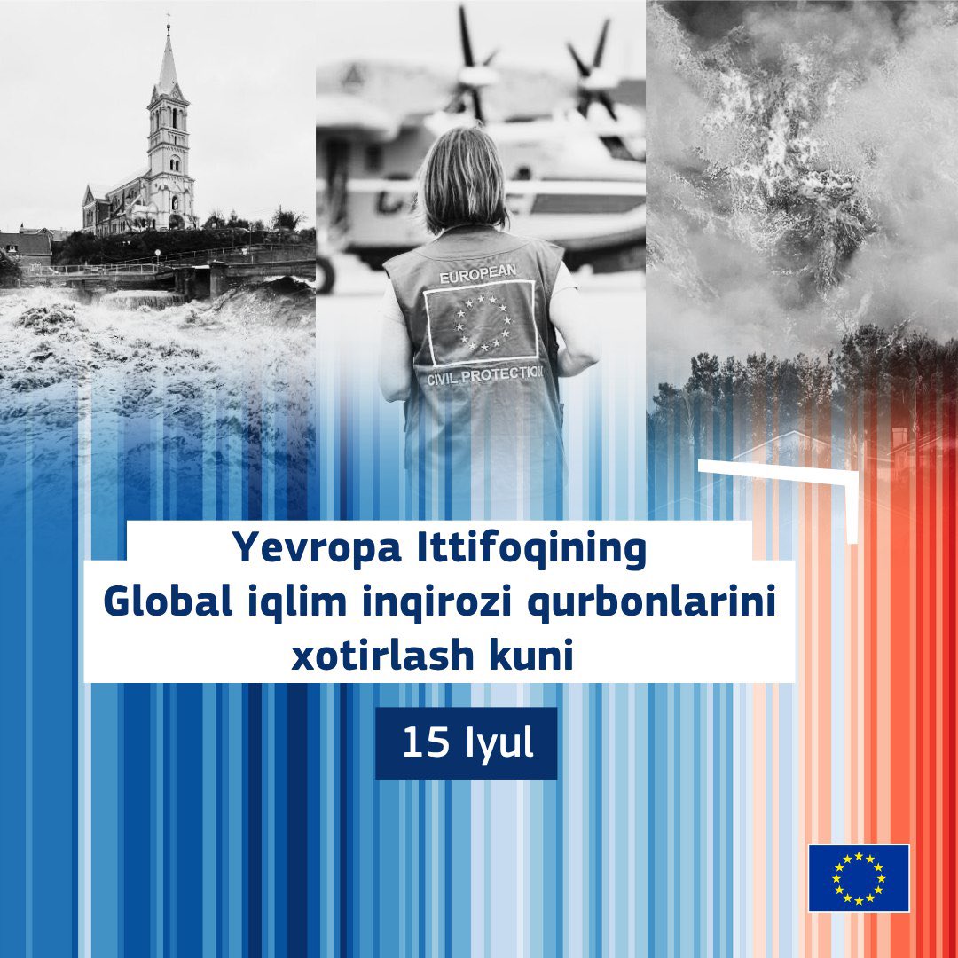 EU_Tashkent's tweet image. 15 July - the EU Day for Victims of the Global Climate Crisis.
Let’s remember the people & communities facing climatedisasters globally, and commit to stronger climate action.
We stand insolidarity for a safer future 🌍🕯️
➡️ europa.eu/!K7DgPj