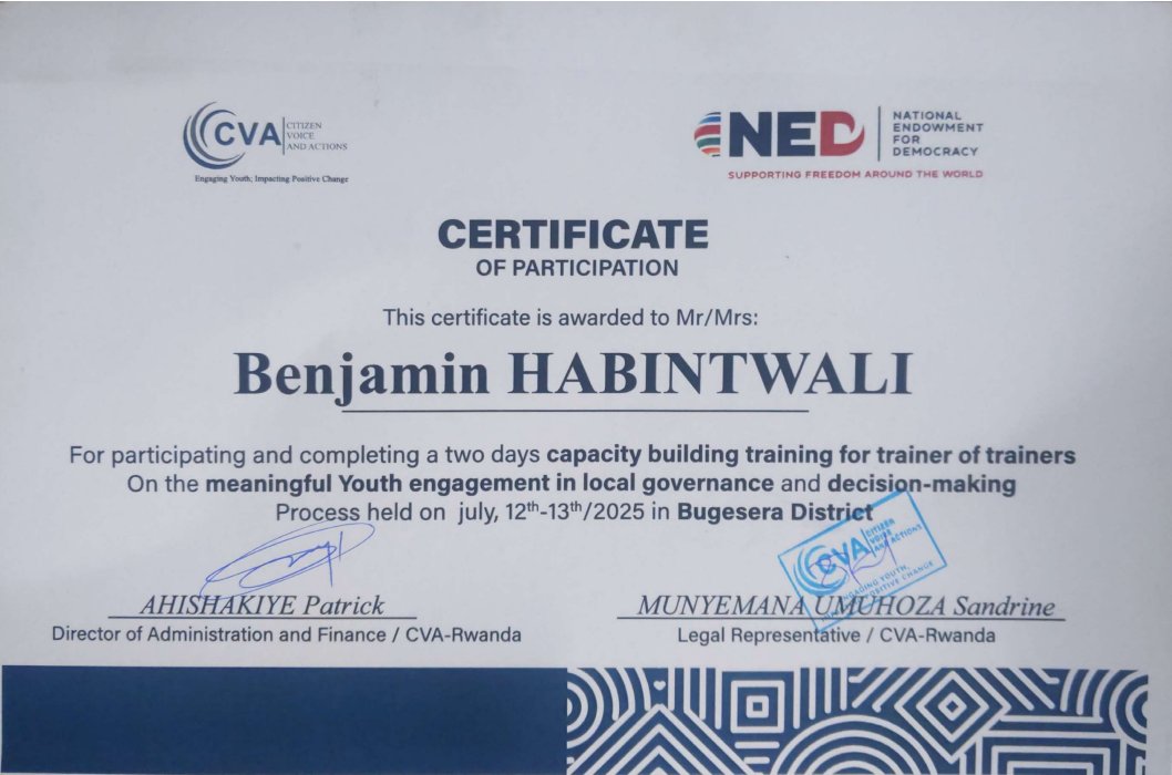 I am honored to be awarded a Trainer of Trainers certificate on Meaningful Youth Engagement in local governance and decision-making.
This moment marks a strong platform to showcase my hands-on experience and advocate for youth inclusion where decisions are made. #YouthEngagement