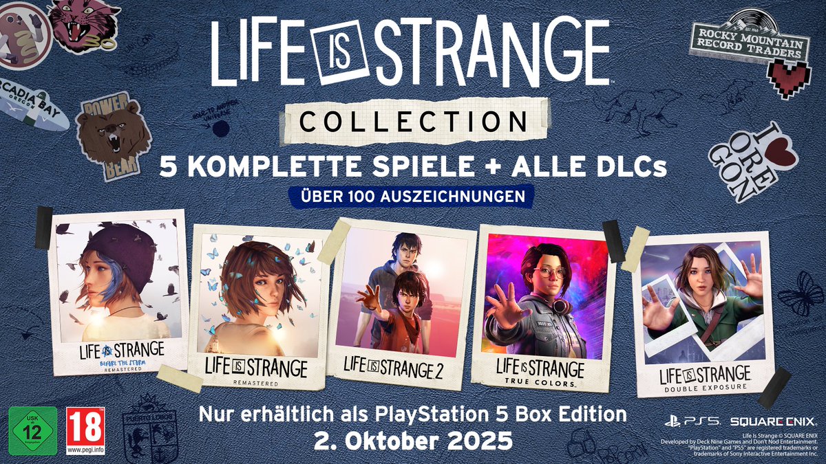 SquareEnixDE's tweet image. Erlebe mit der Life is Strange Collection alle fünf, mehrfach preisgekrönten Narrative Adventures inklusive aller DLCs und Pre-Order-Boni erstmals in einer Box! 🗃️🎥✨
Erhältlich ab 2. Oktober für PlayStation 5!
Jetzt vorbestellen 👉 de.store.square-enix-games.com/life-is-strang…