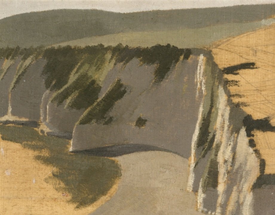 Winifred Knights painted the broad sweep of the limestone cliffs at Beer in Devon in 1922 in a series of  atmospheric seascapes but this is the only one where she had used such luminous colour to create one of the most evocative pictures of this beautiful coastline.