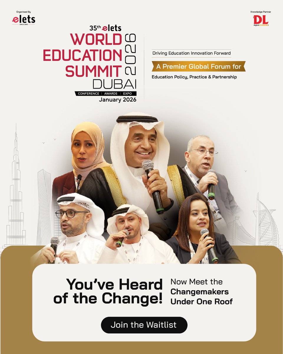 The world’s top minds in education converge at the 35th Elets World Education Summit, Dubai

➣ Meet visionary leaders
➣ Discover breakthrough innovations
➣ Co-create what’s next in learning

Join the waitlist now: educationsummit.com

#Elets #EletsWES #WESDubai2026