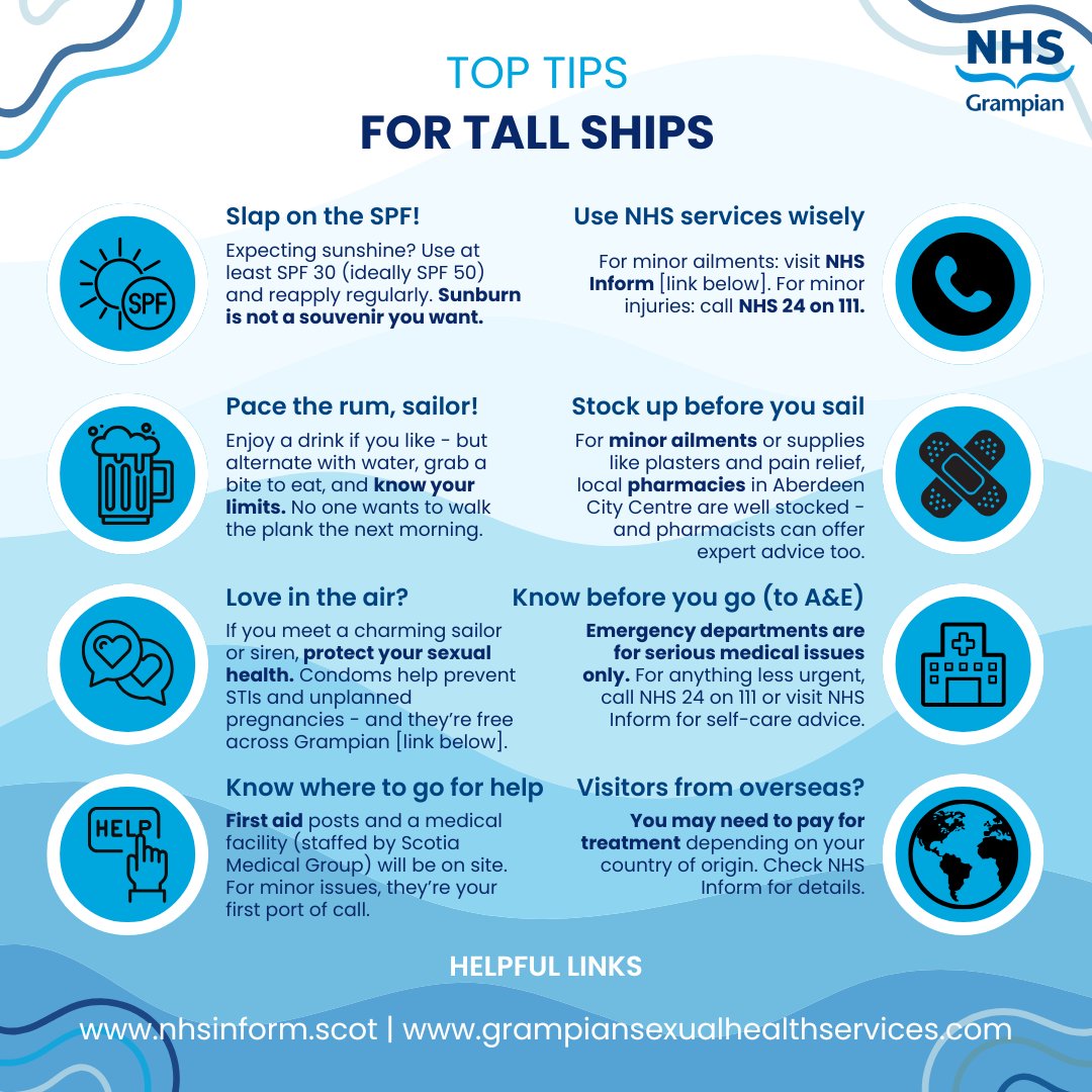 NHS Grampian (@nhsgrampian) on Twitter photo 🚢⚓ Don’t go overboard during <a href="/tallshipsabdn/">Tall Ships Aberdeen</a>!
With hundreds of thousands of people expected to flock to the #TallShips when they dock in #Aberdeen later this week, we are encouraging people to enjoy themselves safely.
Read more: nhsgrampian.org/news/2025/july… 🚢⚓ Don’t go overboard during <a href="/tallshipsabdn/">Tall Ships Aberdeen</a>!
With hundreds of thousands of people expected to flock to the #TallShips when they dock in #Aberdeen later this week, we are encouraging people to enjoy themselves safely.
Read more: nhsgrampian.org/news/2025/july…