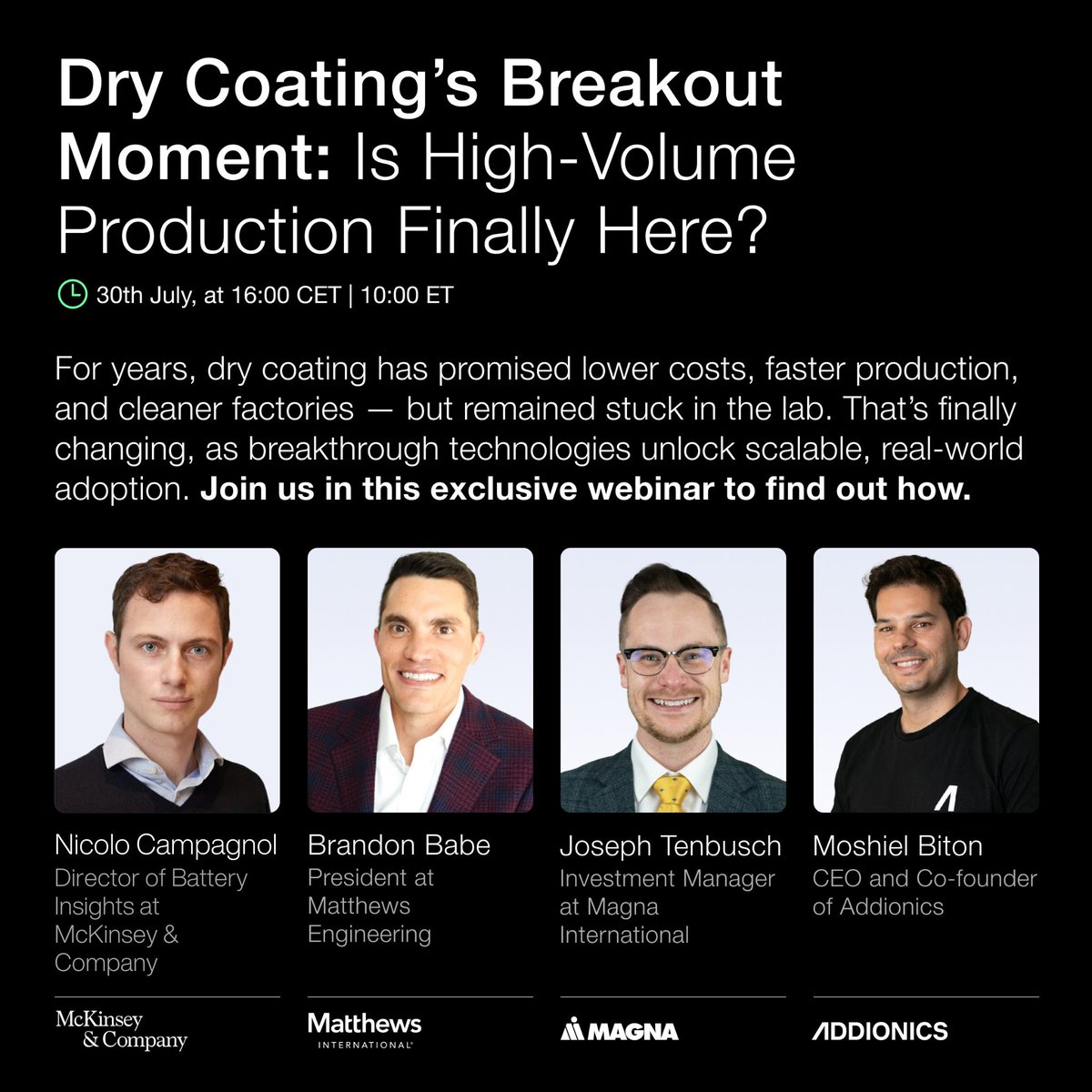 #Drycoating is moving from promise to production. On July 30th, join our #webinar to explore the equipment, materials, and design innovations, including Smart 3D Current Collectors, enabling scalable, primer-free #battery manufacturing. lp.addionics.com/dry-coating-we…