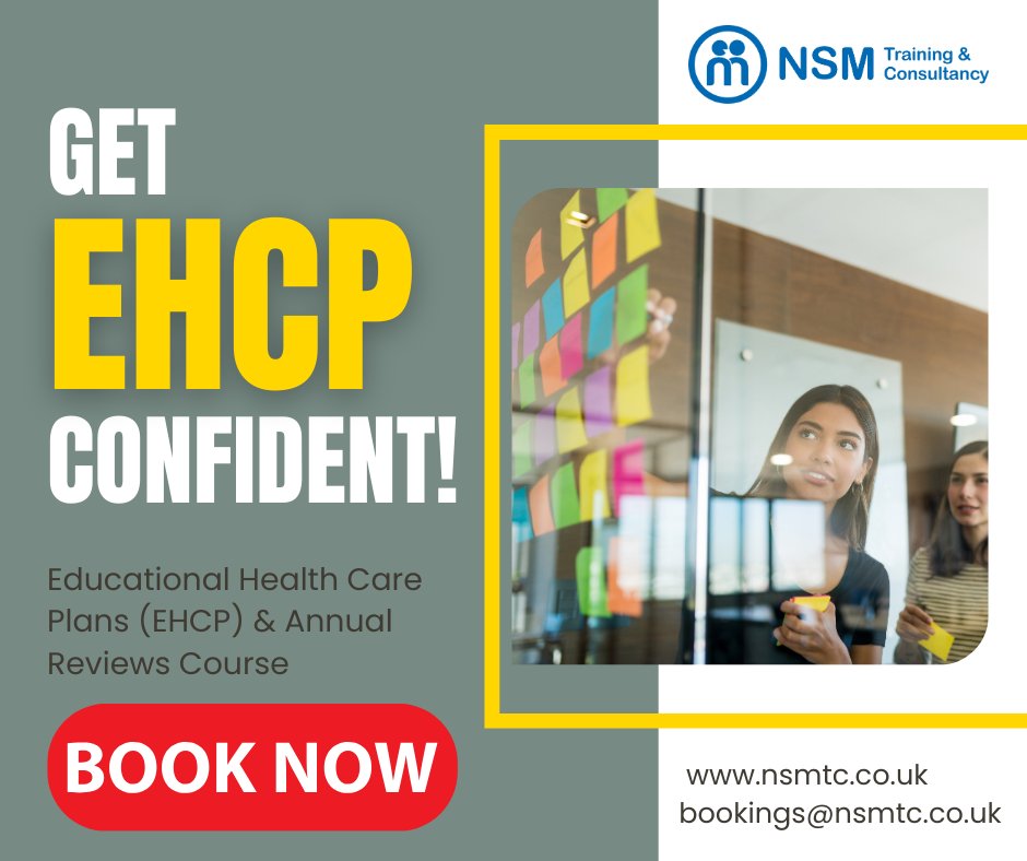 NSM Training & Consultancy (@nsmtc) on Twitter photo Get EHCP Confident!
Participants will gain an overview of each step in the process, including the legal framework, the Early Help Assessment (EHA), and the Education, Health, and Care Needs Assessment (EHCNA).
Get in touch
✉bookings@nsmtc.co.uk
☎01766549725 Get EHCP Confident!
Participants will gain an overview of each step in the process, including the legal framework, the Early Help Assessment (EHA), and the Education, Health, and Care Needs Assessment (EHCNA).
Get in touch
✉bookings@nsmtc.co.uk
☎01766549725